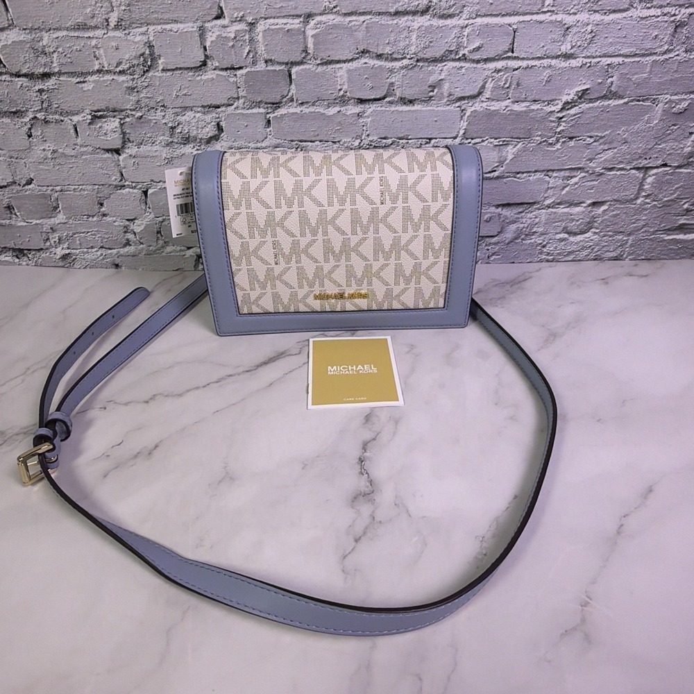 NEW Michael Michael Kors Jet Set Flap Chain Signature Crossbody in Pale Blue